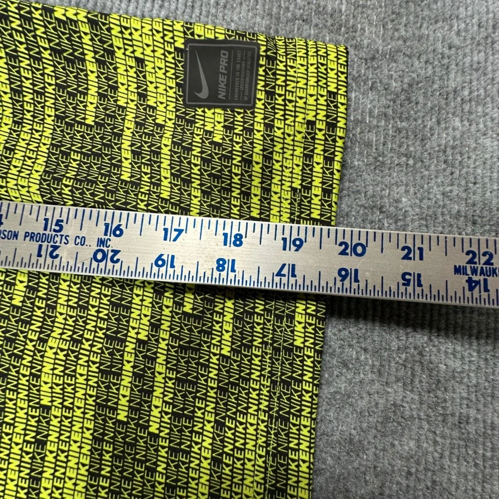 Nike Pro Kids Dri-FIT Compression Shirt Neon Yellow Black Logo Print Small S